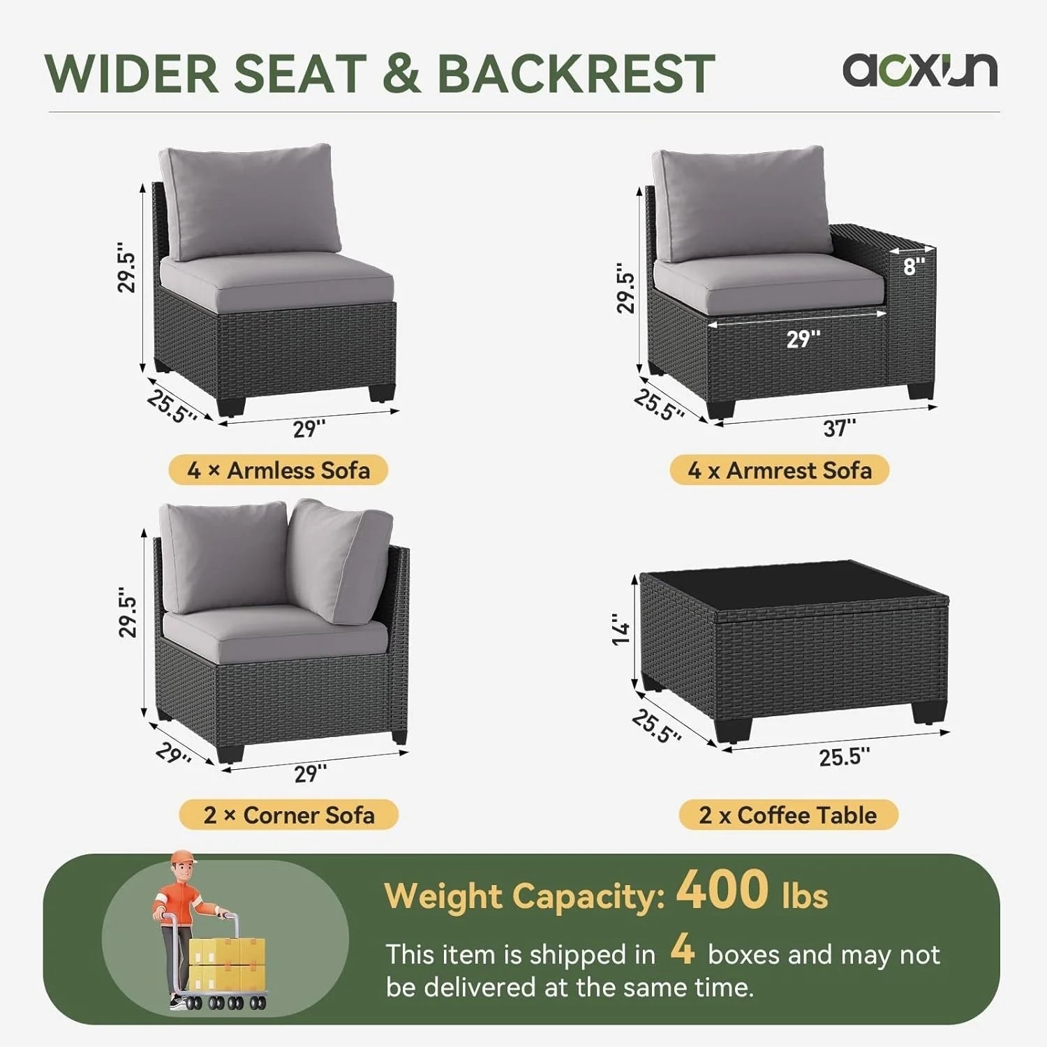 Outdoor Patio Furniture Sets with 4in Thicken Cushion
