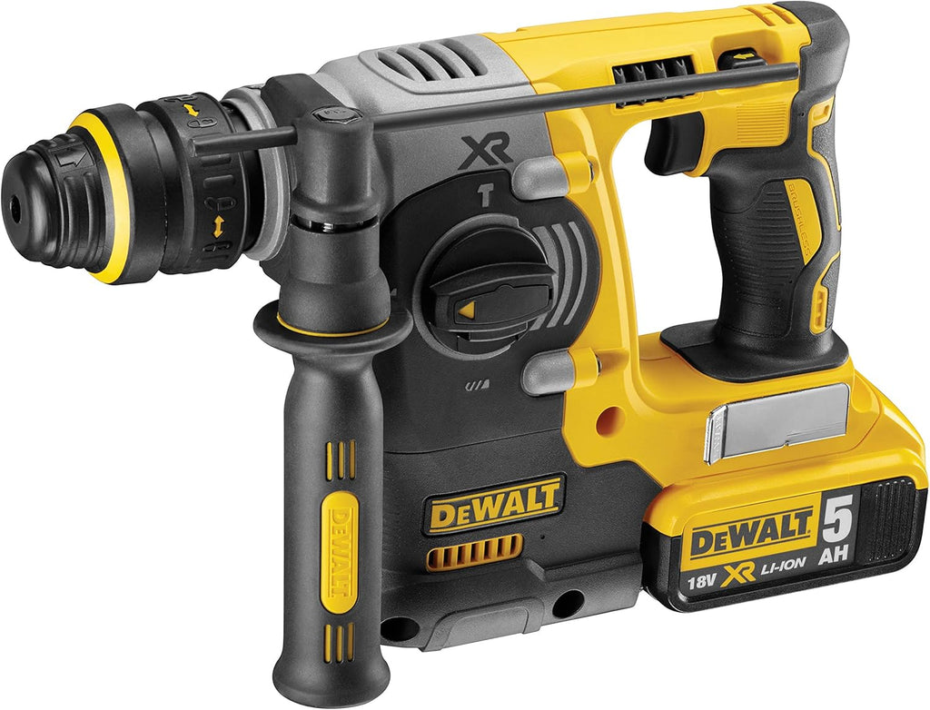 DEWALT - Kit 4 Outils XR 18V, 5Ah Lithium Ion BL avec Perceuse-Visseuse, Visseuse à Chocs, Meuleuse et Perforateur - DCK422P3-QW - Sans Fil - 3 Batteries et chargeur inclus - avec 2 Coffrets TSTAK