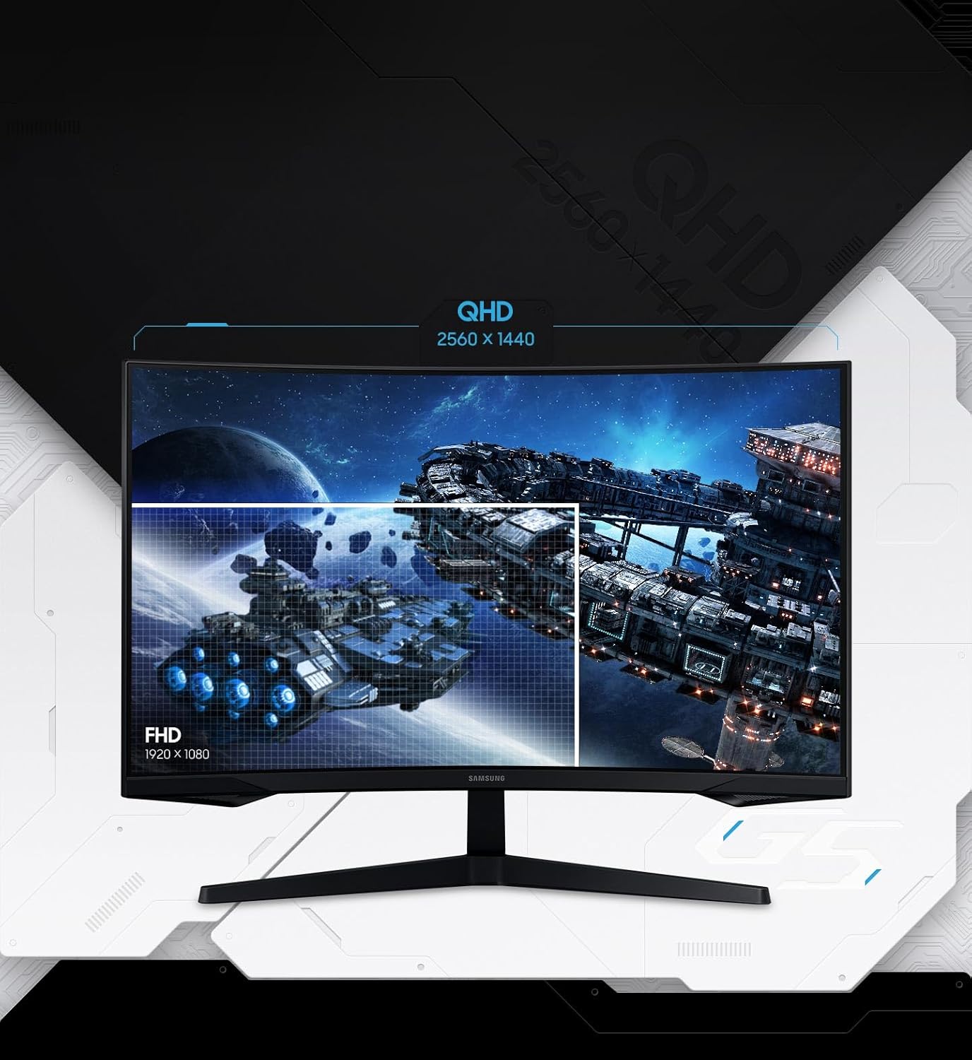 Ecran PC Odyssey G55C 32’’, 165Hz , 1ms, Dalle VA Incurvée 1000R, QHD : 2560x1440, 2500:1,HDR10, AMD FreeSync, Auto Source Switch +, Pied Ajustable, DisplayPort, HDMI