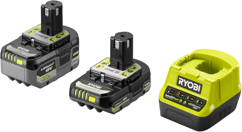 RYOBI - Kit 6 outils 18V ONE+ : Perceuse percussion, Scie sauteuse, Ponceuse triangulaire, outil multi-fonction, Scie circulaire, Aspirateur - batterie 1x4Ah, 1x2Ah, chargeur, sac - RCK186O-242SZL