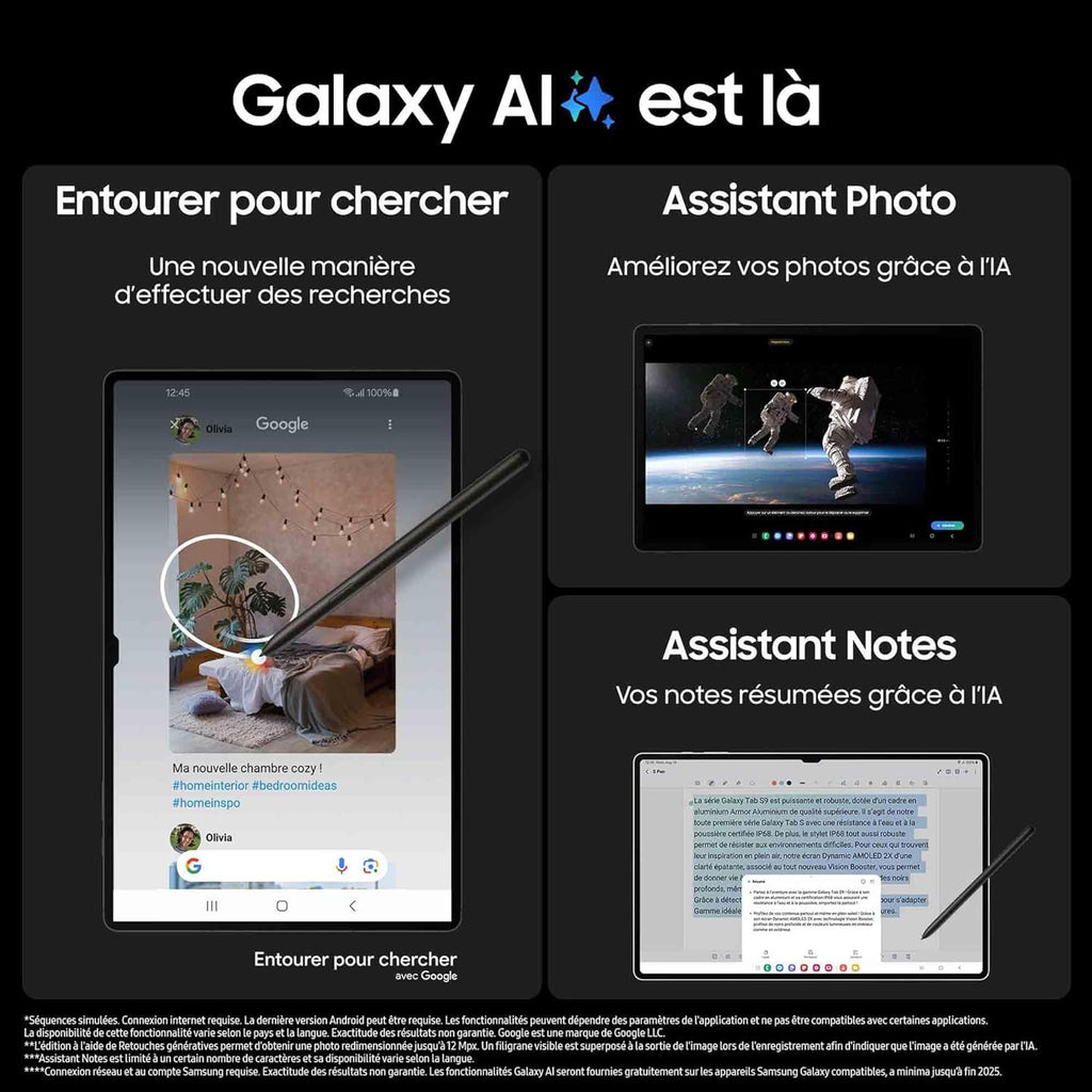 Samsung Galaxy Tab S9 Ultra Tablette avec Galaxy AI, Android, 14.6" 256Go de Stockage, Lecteur MicroSD, 5G, S Pen Inclus, Anthracite