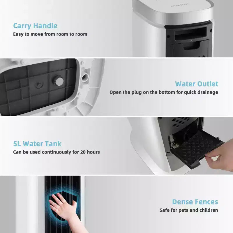 Costway 3-In-1 Portable Evaporative Air Cooler 40'' Bladeless Cooling Tower Fan w/Timer