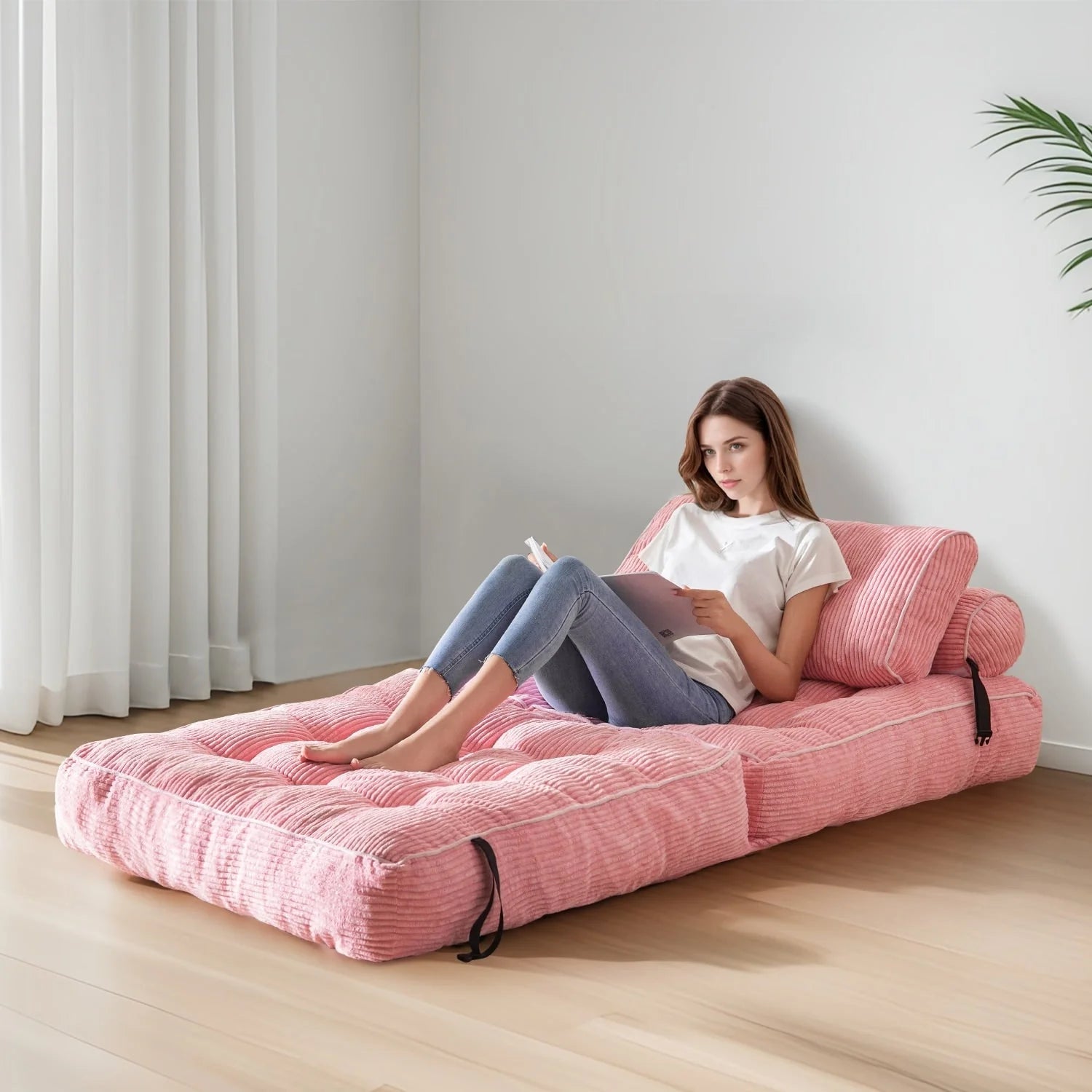 8 Corduroy Folding Couch Sofa Bed,Single