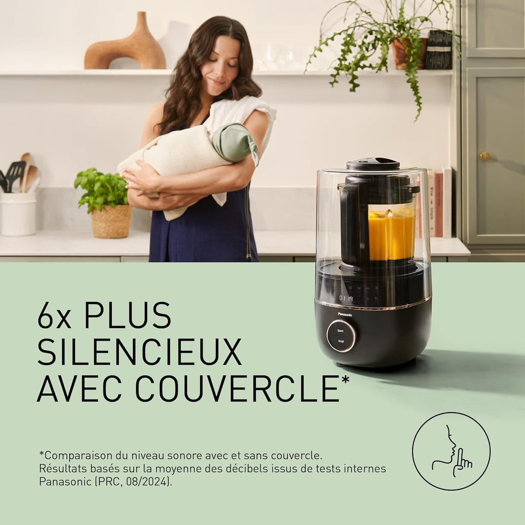 Panasonic MX-HG4401KXE Blender Chauffant, 1.2L, 800W, Chaud et Froid, 9 modes Automatiques, 10 Vitesses, Minuterie, Maintien au Chaud, Nettoyage Automatique, Noir et or Rose