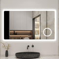 AICA Miroir Salle de Bain rectangulaire 120 x 70cm, Bluetooth + 3 Couleurs + dimmable + grossissant + Horloge + Anti-buée + mémoire, Miroir Lumineux