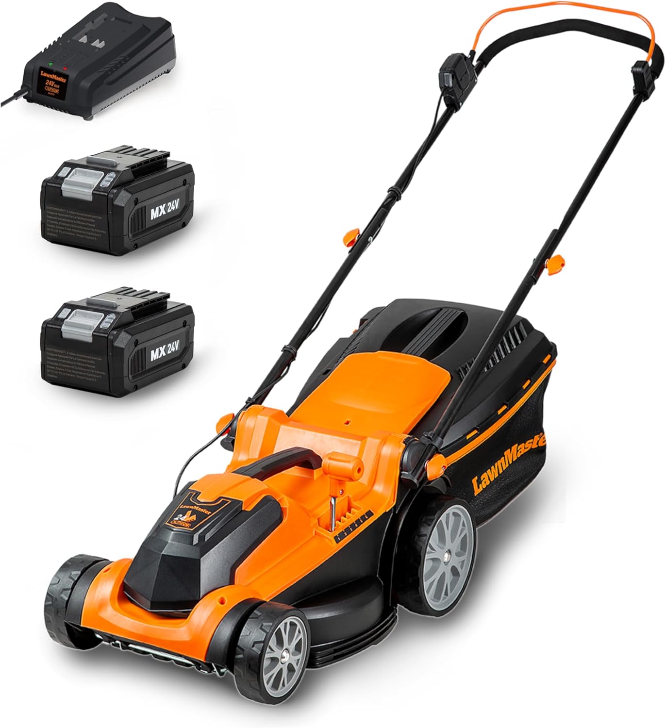 LawnMaster Tondeuse à gazon sans fil CLMF2437G 24 V 37 cm jusqu’à 300 m²