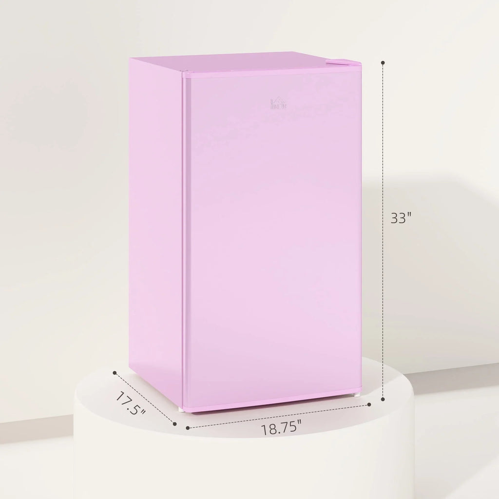 HOMCOM 3.2 Cu.Ft Mini Fridge with Freezer, Single Door Compact Refrigerator with Adjustable Thermostat for Bedroom