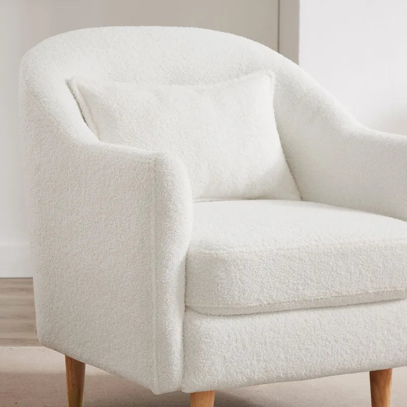 28.34W Set Of 2 Accent Armchair, Velvet Barrel Chair with Solid Wood Legs