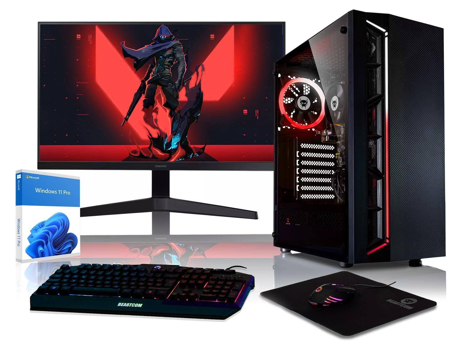 BEASTCOM Q3 | PC Gamer Complet | AMD Ryzen 5 4X 3,90GHz | 16Go RAM | 1To SSD | 4K Vega 11 Cœurs Graphique | Écran LED 24" + Clavier + Souris + Tapis