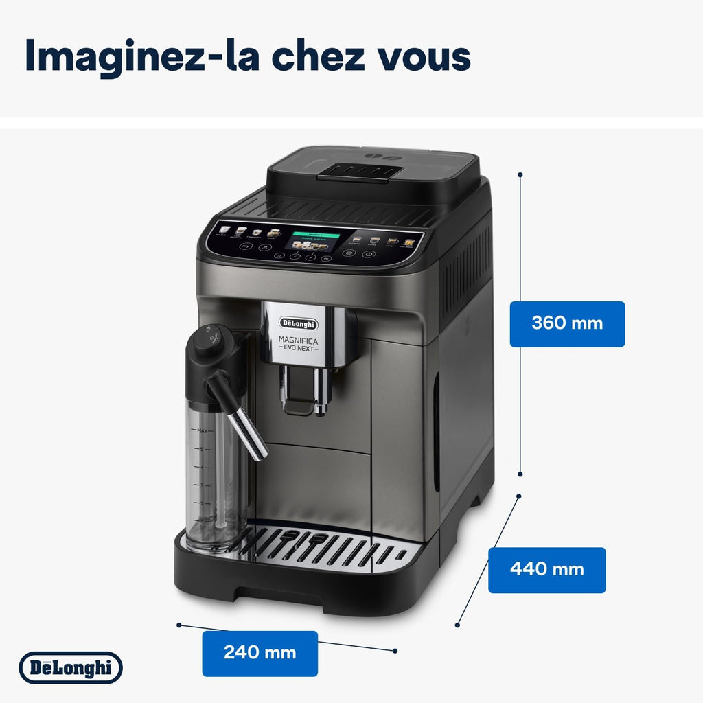 Magnifica Evo Machine a Café Grain ECAM292.81.B, Machine Expresso et Cappucino, 1.8L, 1450W, Noir
