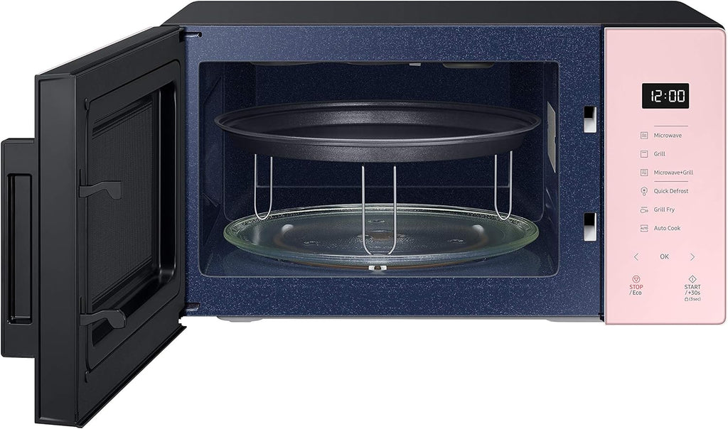 Samsung MG23T5018CP Four à micro-ondes, 23 L, 1100 W, Air Fry, avec plateau doreur, verre design, poudre