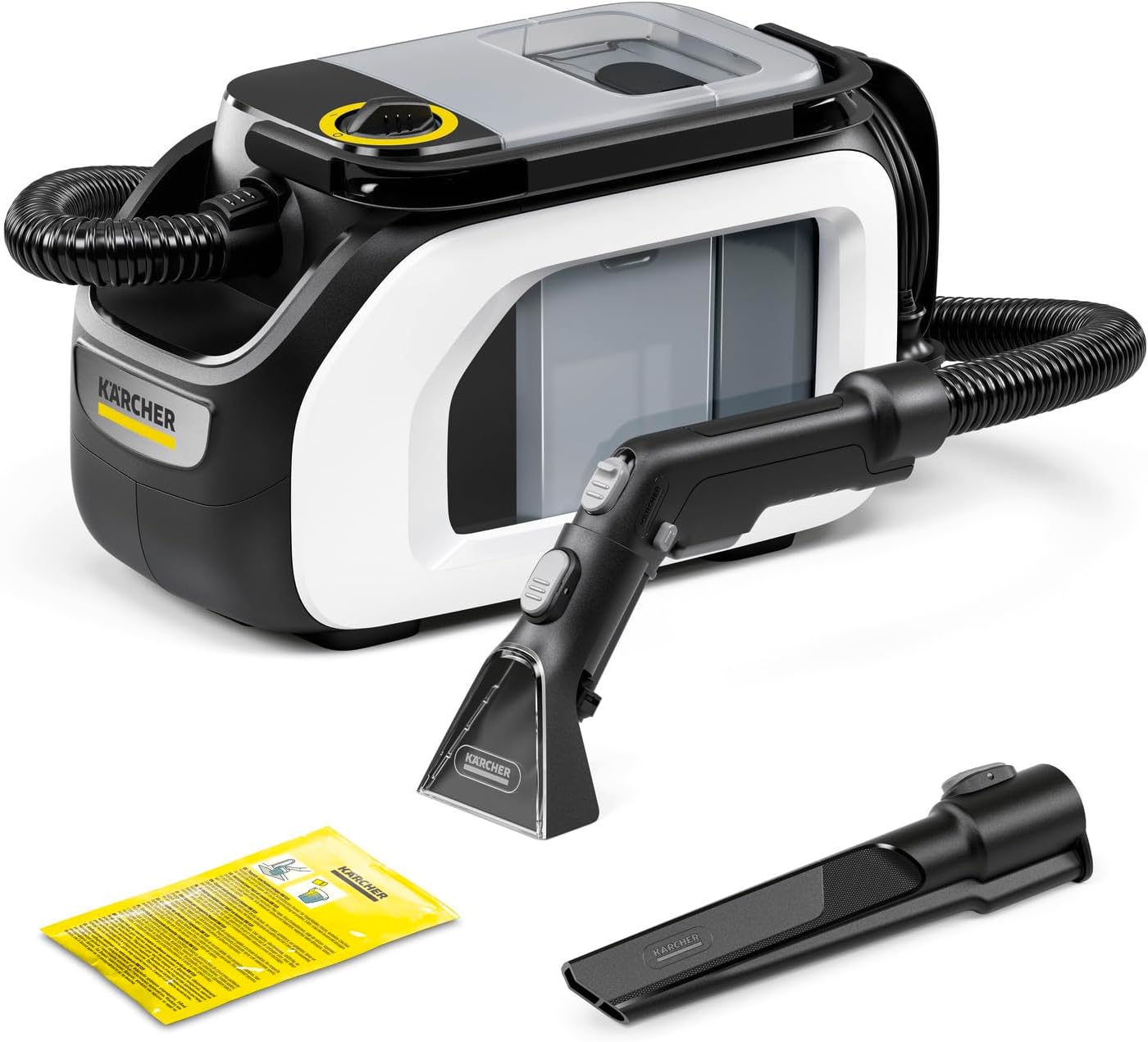 Kärcher Shampouineuse SE 3 Compact, Aspiration : 500W, Réservoir Eau : 1,7L, Surface : 2,76m2, Poids : 4,1kg, Flexible d'Aspiration, Buses de Lavage : Tissus et Fentes