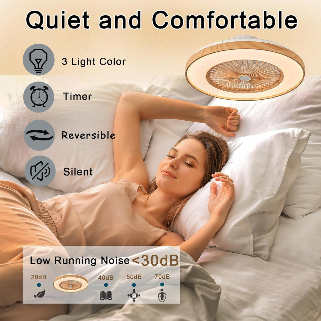 Silencieux Ventilateur De Plafond Avec Lumière Et Télécommande 50/60cm LED Grand Luminaire Ventilateur Plafond 96 Watt 9600 Lumen Dimmable Reversible DC Motor Pour Chambre Salon-50cm