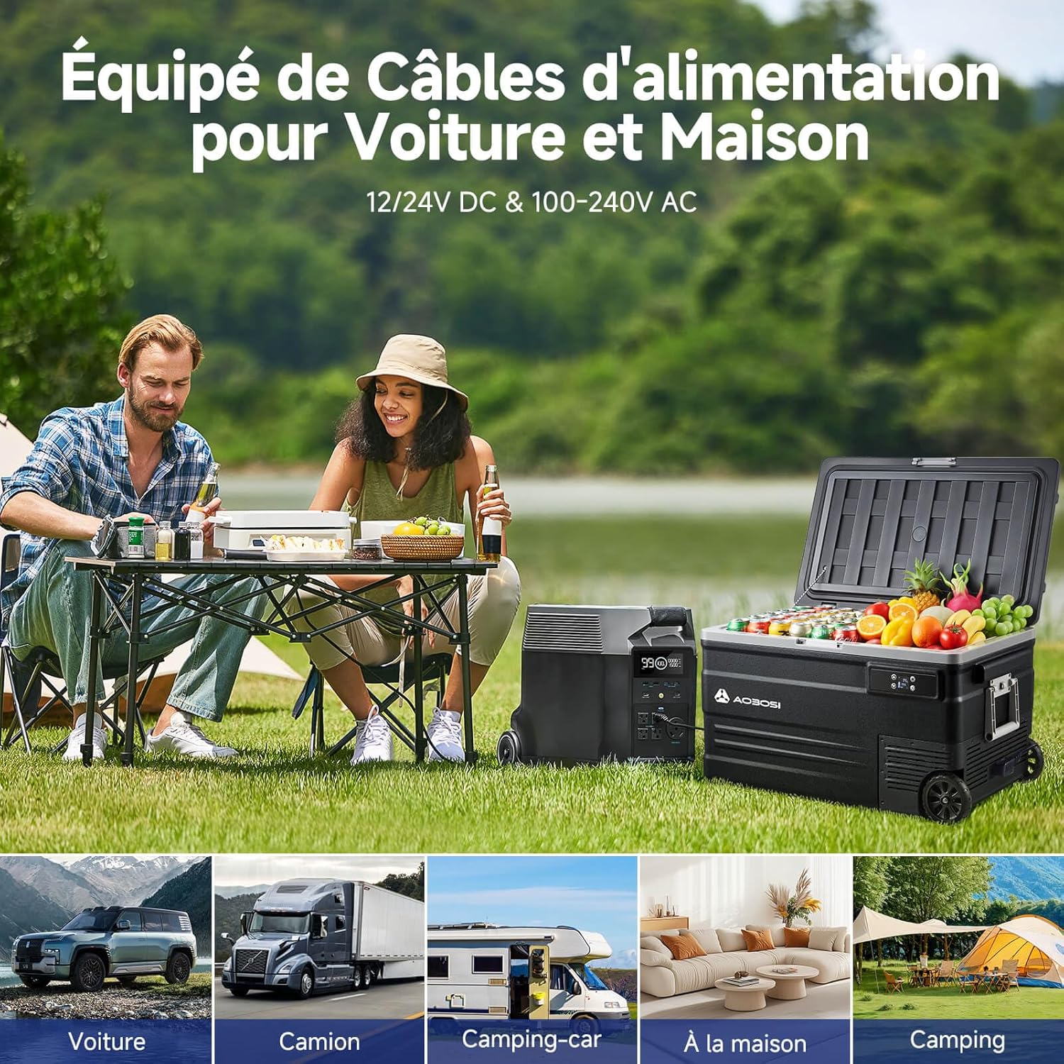 45L Glacière à Compresseur,Glaciere Électrique -20℃ à 20℃,Frigo Camion APP&Bouton Contrôle,12/24V DC et 100-240V AC Glaciere Camping Pour Voiture,Camion,Bateau et Prise De Courant -