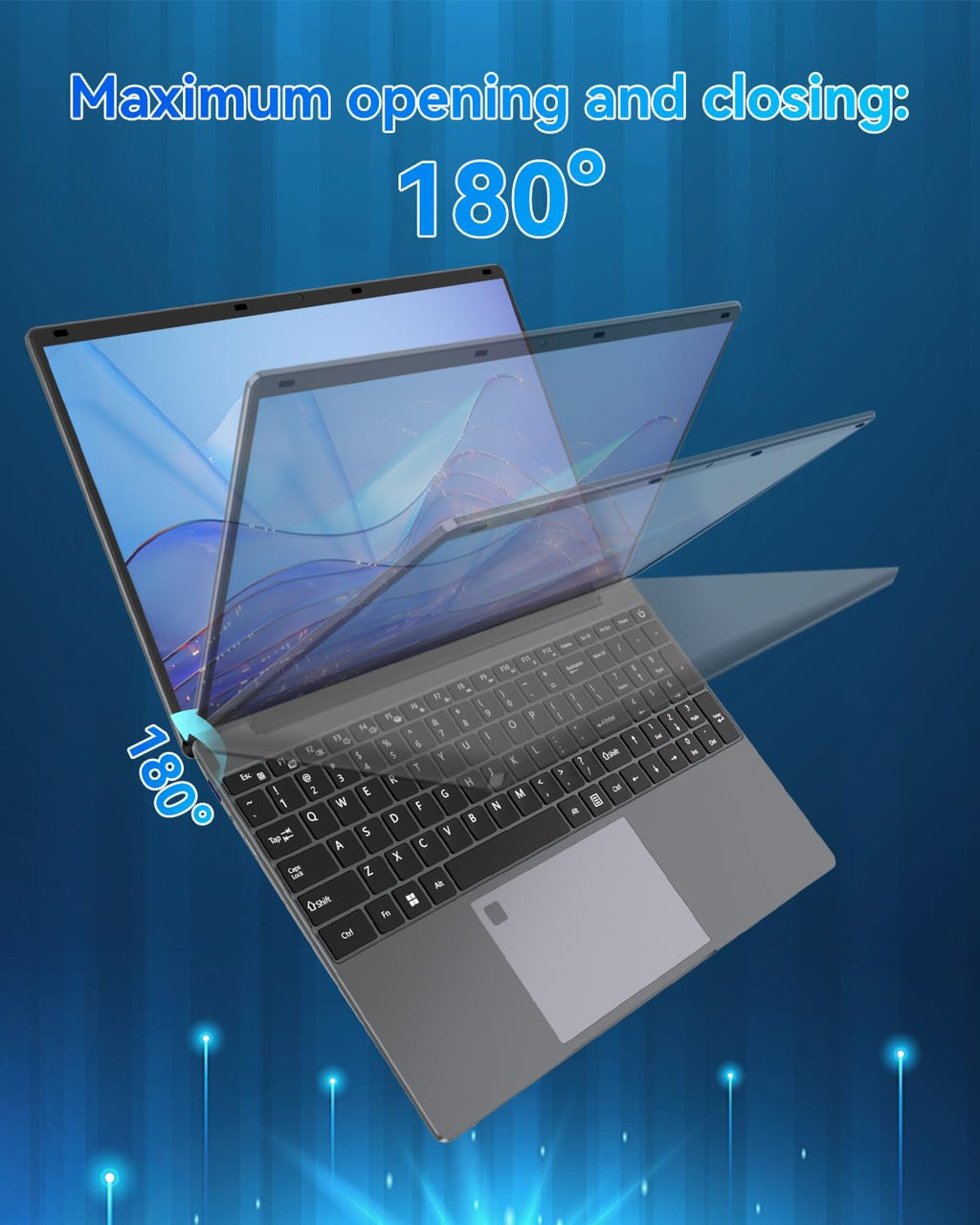 PC Portable Ordinateur 16 Go RAM LPDDR4 512 Go SSD 15,6 Pouces UHD Celeron N5095 Processeur Computer avec Touch ID WiFi5 Bluetooth 4.0 USB 3.0(Film de Clavier Inclus)
