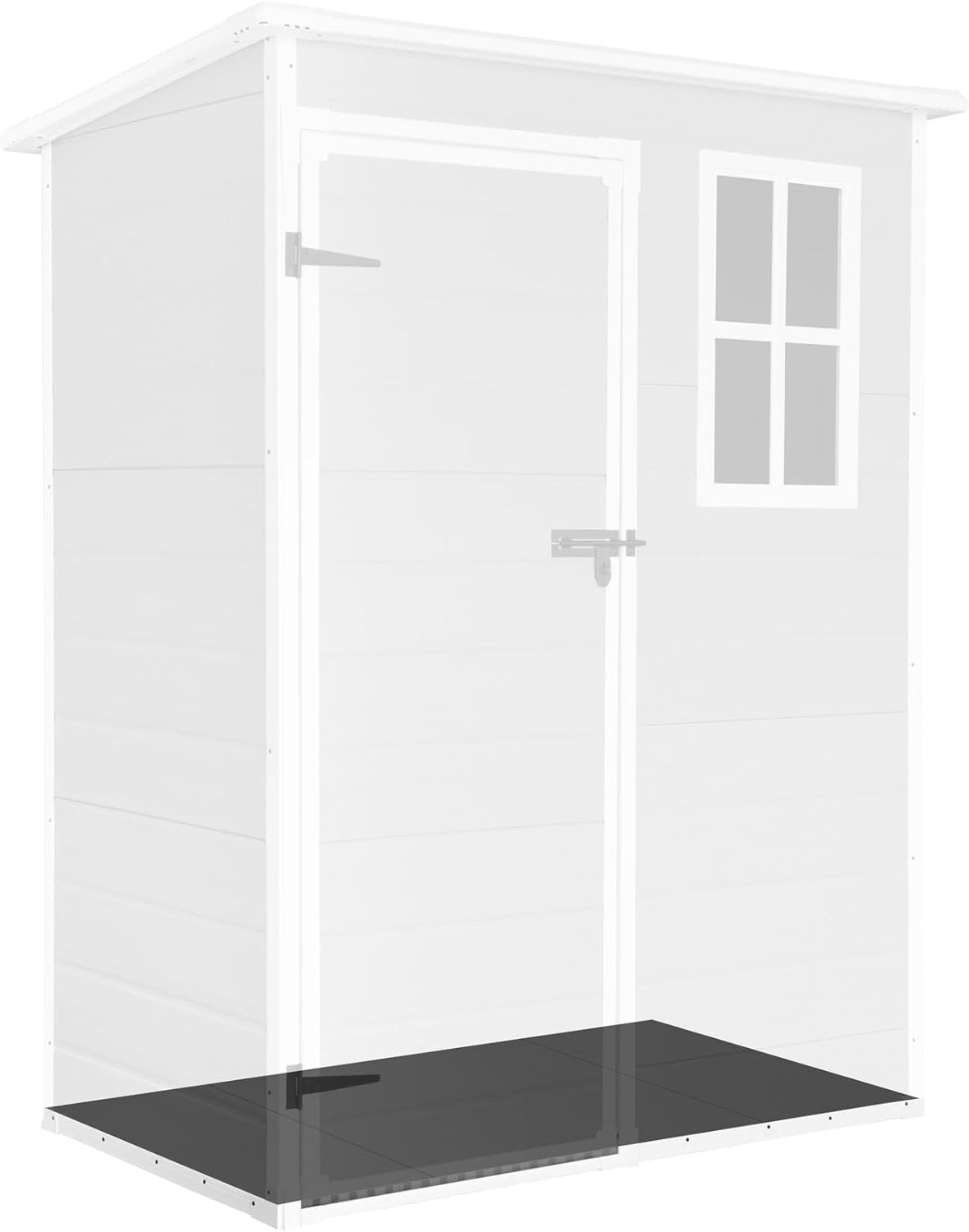 WASABI Abri de Jardin en Résine Unit 1.4 - Assemblage Simple - Fenêtre à lumière du Jour - Panneaux de 12mm d'épaisseur - Plancher Inclus - Blanc Gris - Cabane de Stockage extérieur en PVC 1,37m2