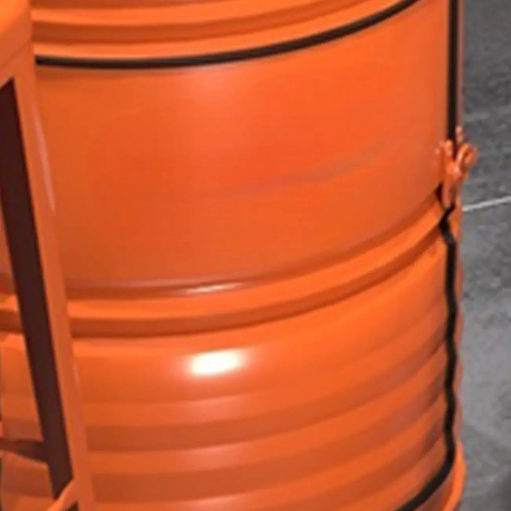 Industrial Black Orange Metal Drum Storage Bar Tables