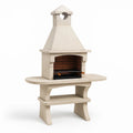 Barbecue avec foyer réfractaire(Beige)