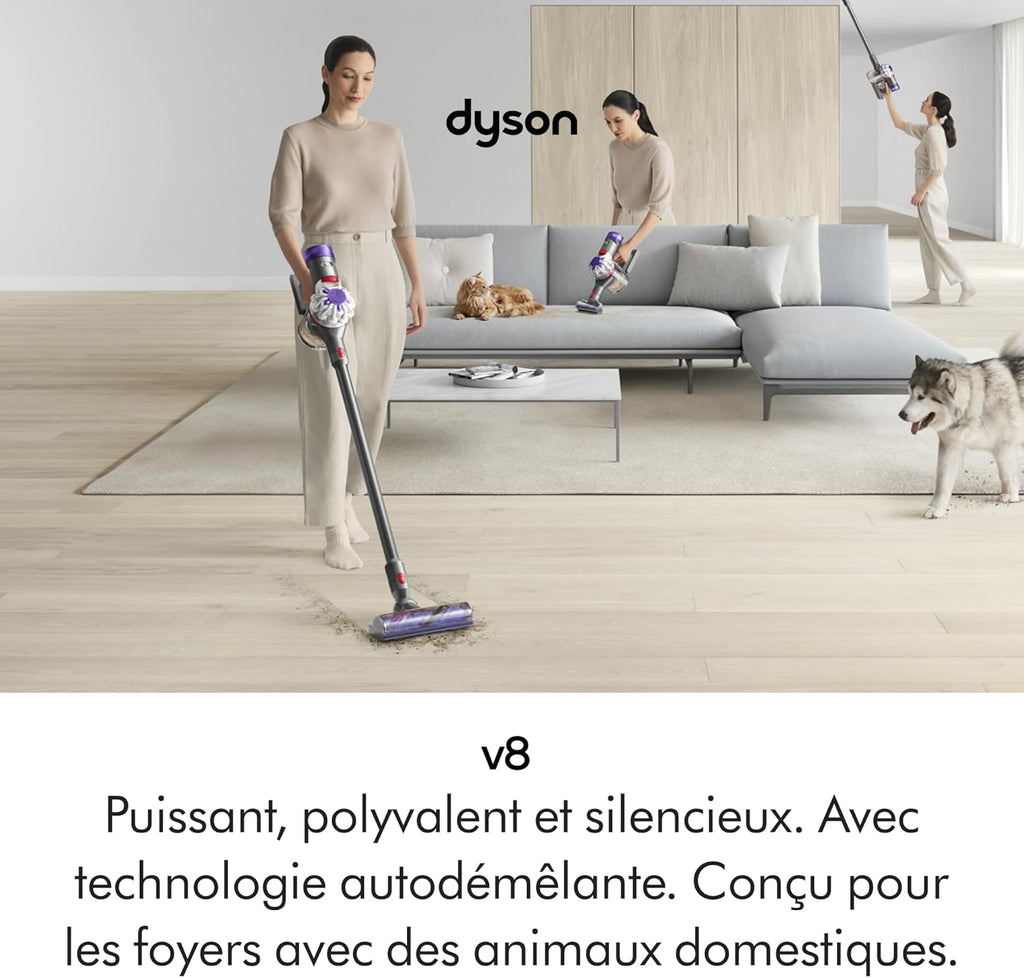 V8 Advanced Aspirateur sans Fil, 130 AW, Jusqu’à 40 Min d’autonomie, Brosse Motorbar Anti-enchevêtrement, élimine Les Poils d’Animaux, aspirateur à Main et Sol