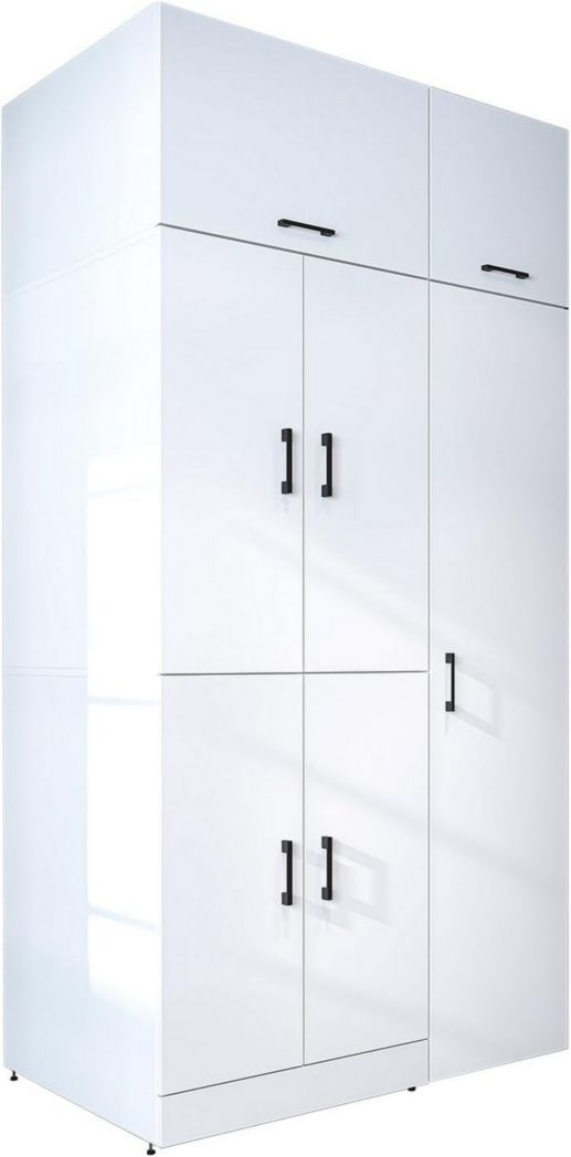 ROOMART Dora - Meuble pour machine à laver - Pour sèche-linge et machine à laver - En 4 couleurs - Avec portes et panneau coulissant - Blanc - Chêne blanc - Chêne anthracite - Chêne blanc (chêne blanc)