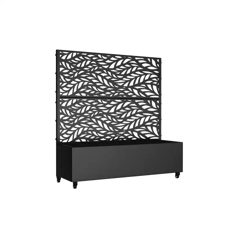 MAYEERTY Planter Box with Trellis Iron Black Louvered Classic Helen Street 01 Combined Style 72x47x16in 3-Piece Set