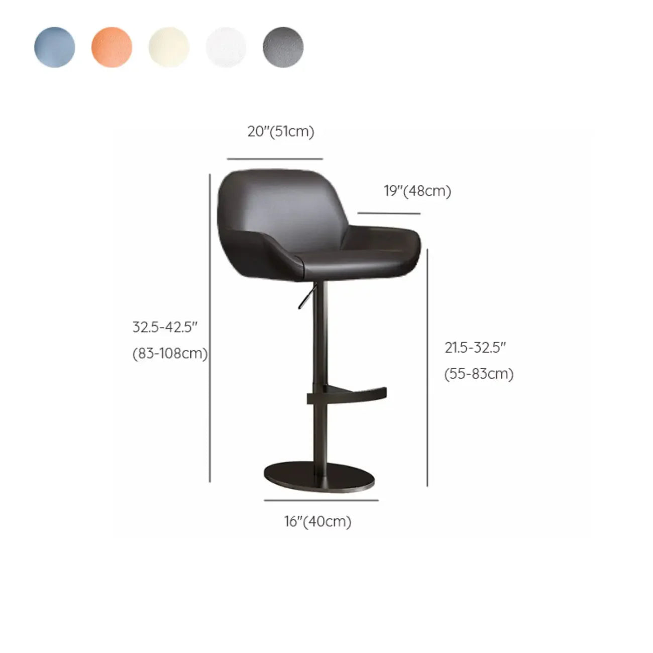 Minimalist Leather Swivel Bar Stools with Low Back for Kitchen