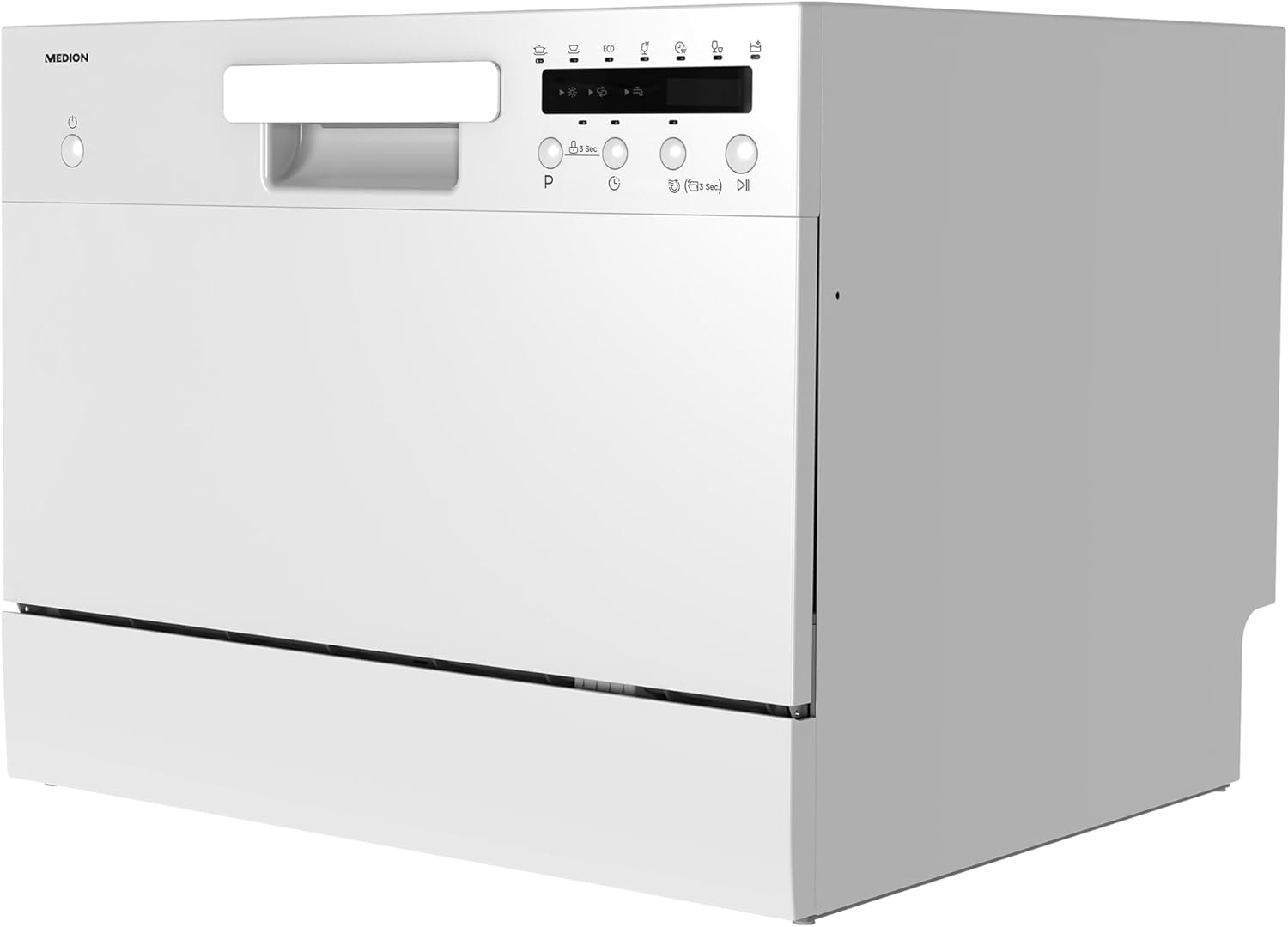 MEDION Lave-vaisselle de table DWT 60 (capacité 6 couverts, 7 programmes, affichage LED, 47dB, MD37496), argent