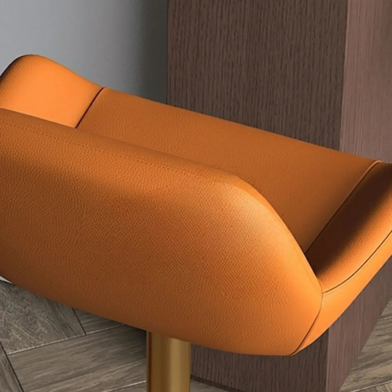 Minimalist Leather Swivel Bar Stools with Low Back for Kitchen