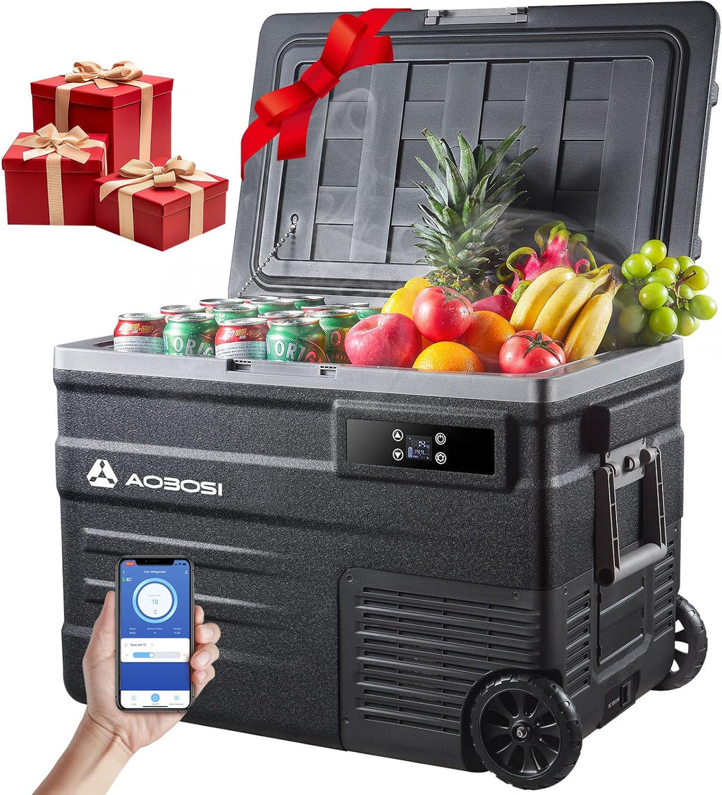 45L Glacière à Compresseur,Glaciere Électrique -20℃ à 20℃,Frigo Camion APP&Bouton Contrôle,12/24V DC et 100-240V AC Glaciere Camping Pour Voiture,Camion,Bateau et Prise De Courant -