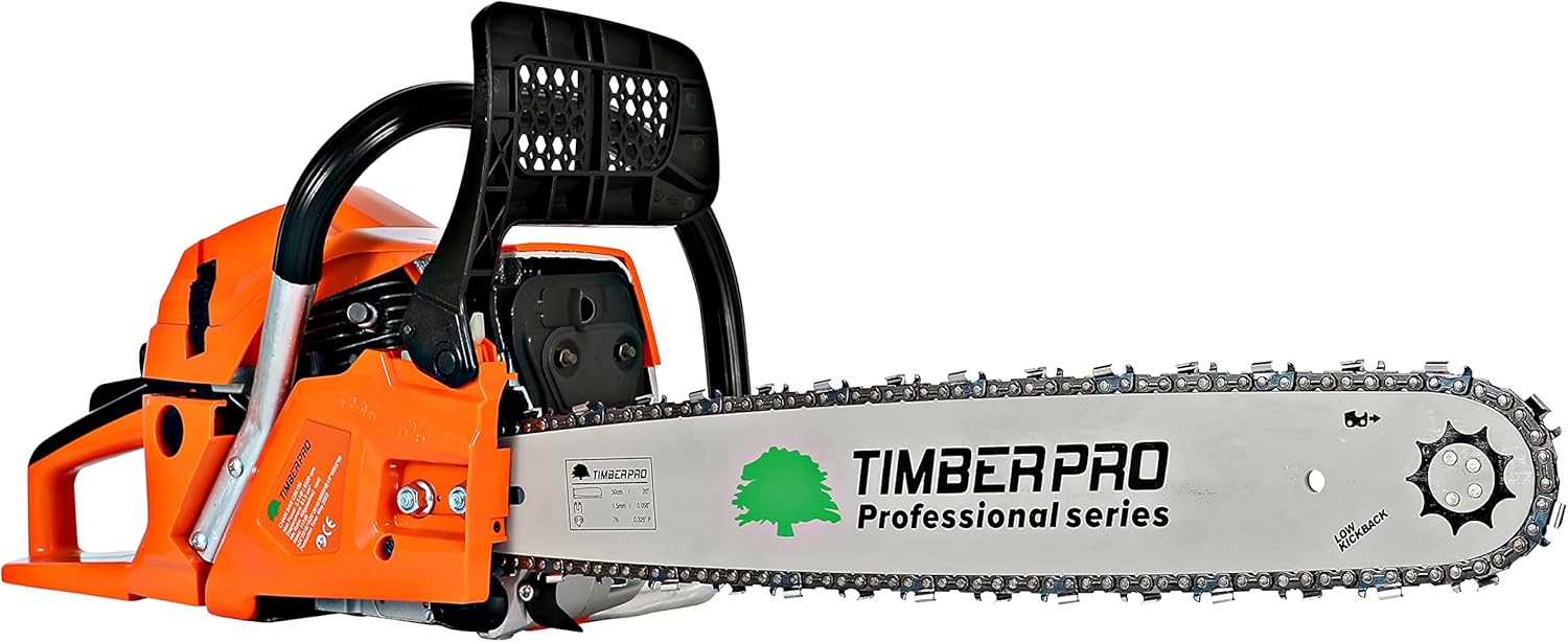 TRONÇONNEUSE THERMIQUE 61,5 CM³, PUISSANCE 3,6 CV, GUIDE 50 CM + 2 CHAINES