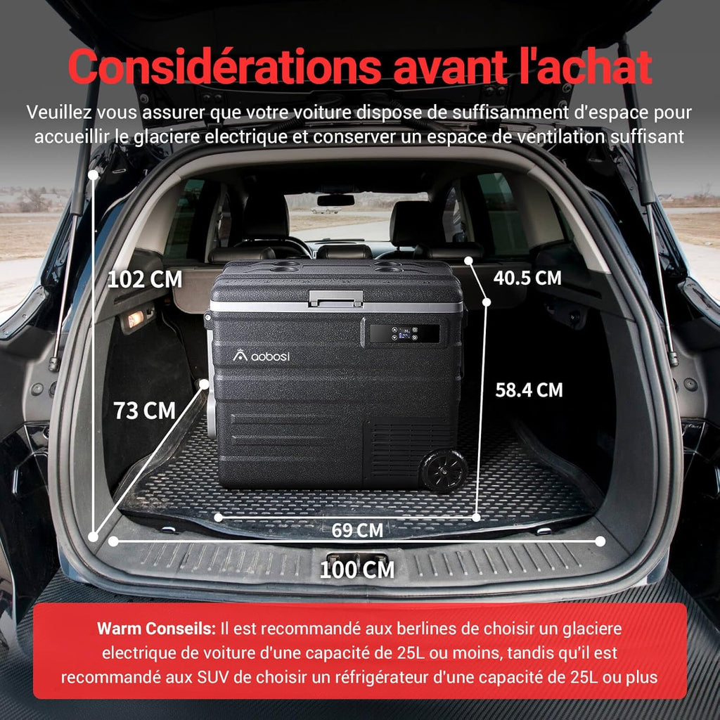 45L Glacière à Compresseur,Glaciere Électrique -20℃ à 20℃,Frigo Camion APP&Bouton Contrôle,12/24V DC et 100-240V AC Glaciere Camping Pour Voiture,Camion,Bateau et Prise De Courant -