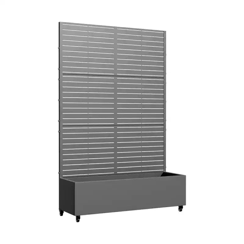MAYEERTY Planter Box with Trellis Iron Gray Louvered Classic Style 72x35x16in 3-Piece Set