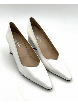 Escarpin Stocks Permanents Valy / Vernis Blanc