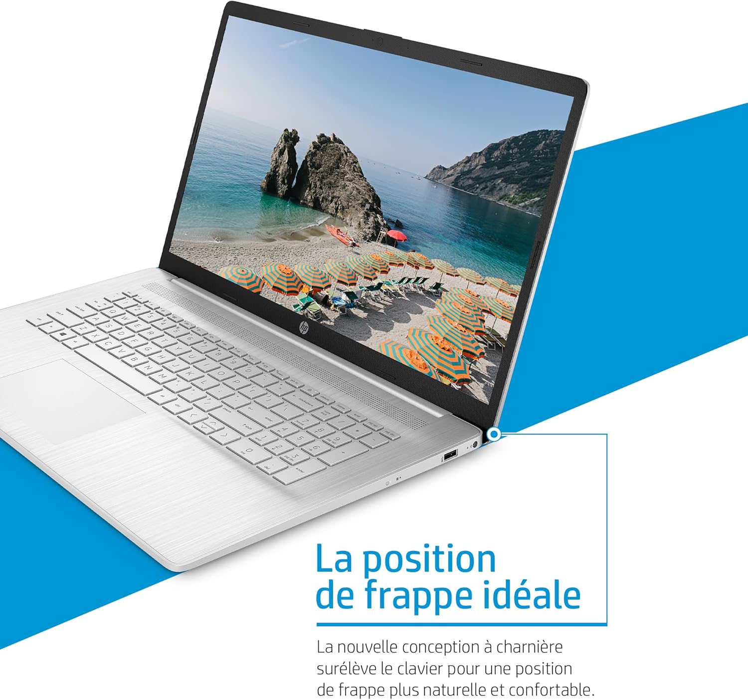 HP 17-cp2003sf Ordinateur Portable 17,3" FHD IPS, PC Portable (AMD Ryzen 5 7520U, RAM 16 Go, SSD 512 Go, AMD Radeon Graphics, Windows 11), Laptop Argent, Clavier AZERTY