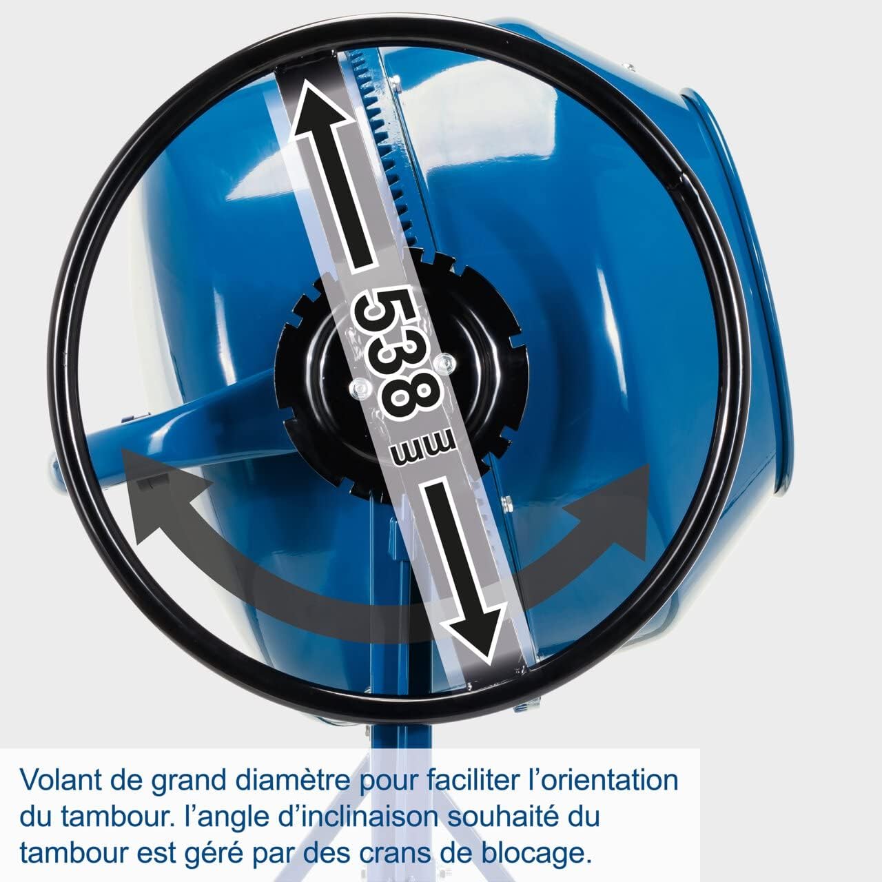 Scheppach Bétonnière MIX180 | Puissance 800 W | Tension 230 V | Capacité 180L | 29,5 tour/min | Couronne en fonte assurant une longue durée | Fond soudé | Grande ouverture 538mm