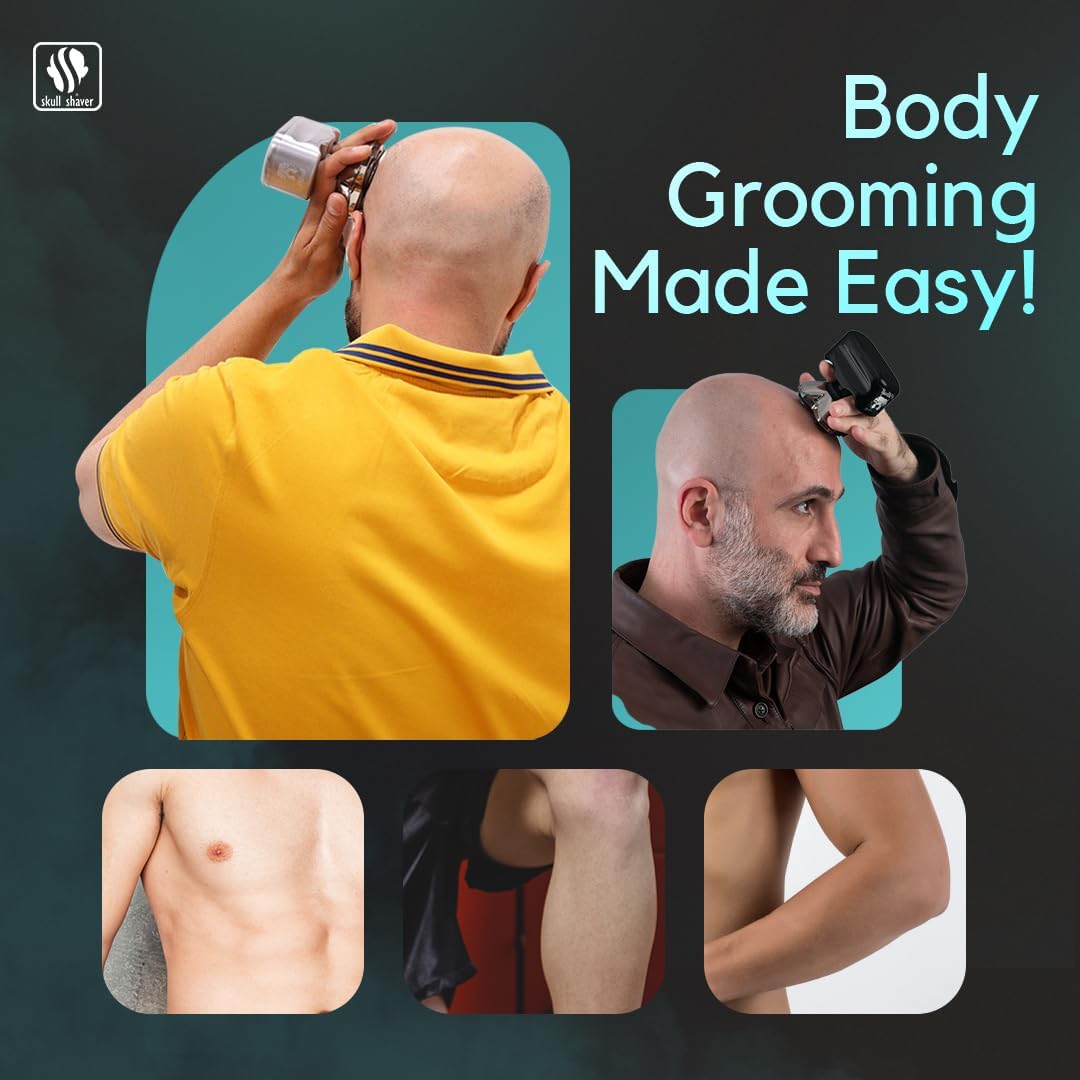Skull Shaver Pitbull Platinum Pro - Rasoir Électrique Homme - Sans Fil, Rechargeable, Humide/Sec, Ergonomique pour Crâne Chauve - Avec Socle de Rinçage et Étui de Voyage