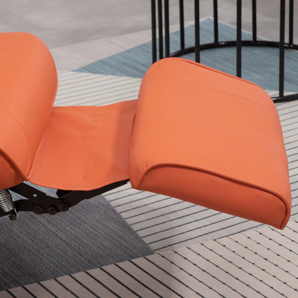 HomCom Faux Leather Adjustable Manual Swivel Base Recliner Chair with Comfortable and Relaxing Footrest