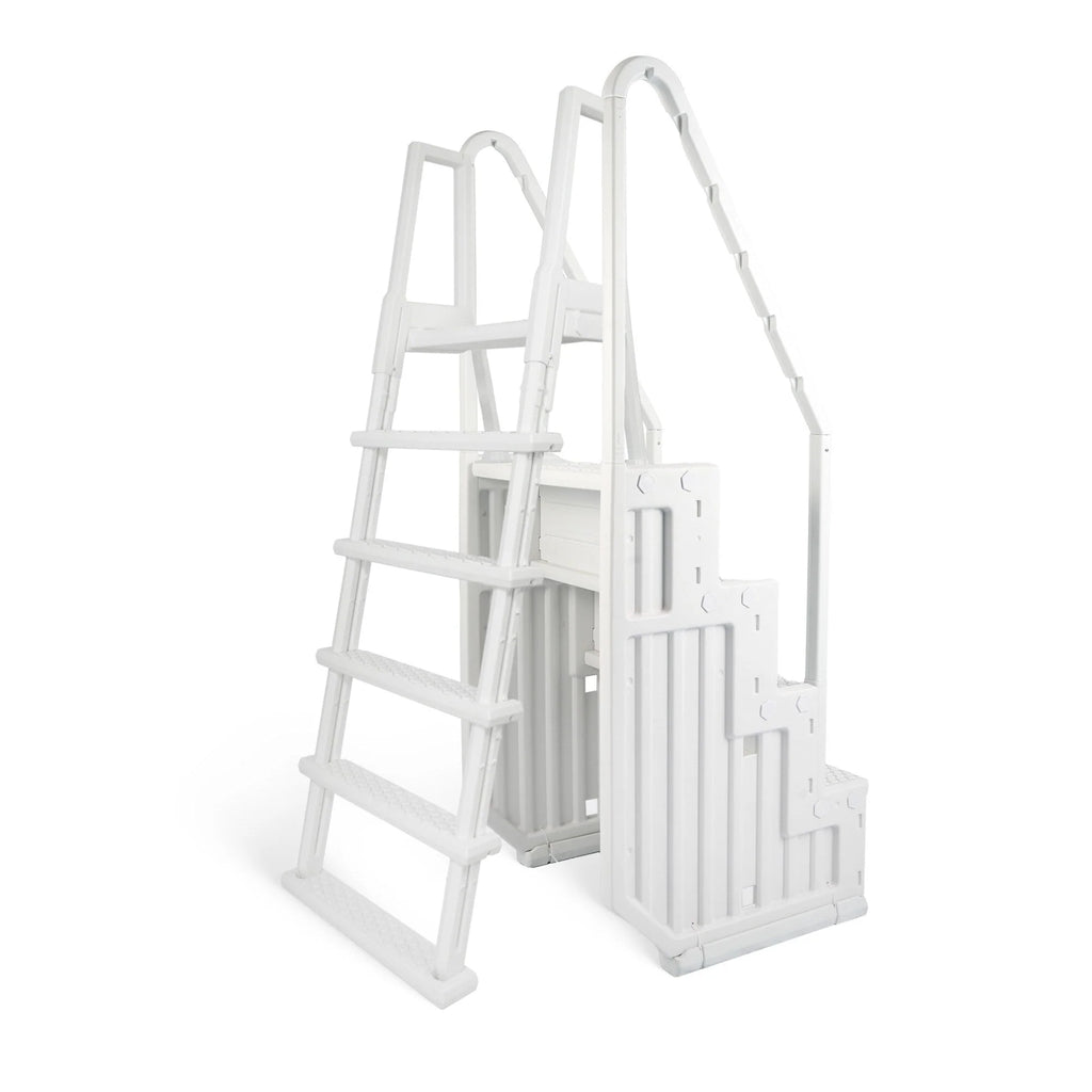 Blue Wave Easy Pool Step With Outside Ladder for Above Ground Pools - 32.5 in. W x 56 in. D x 81 in. H
