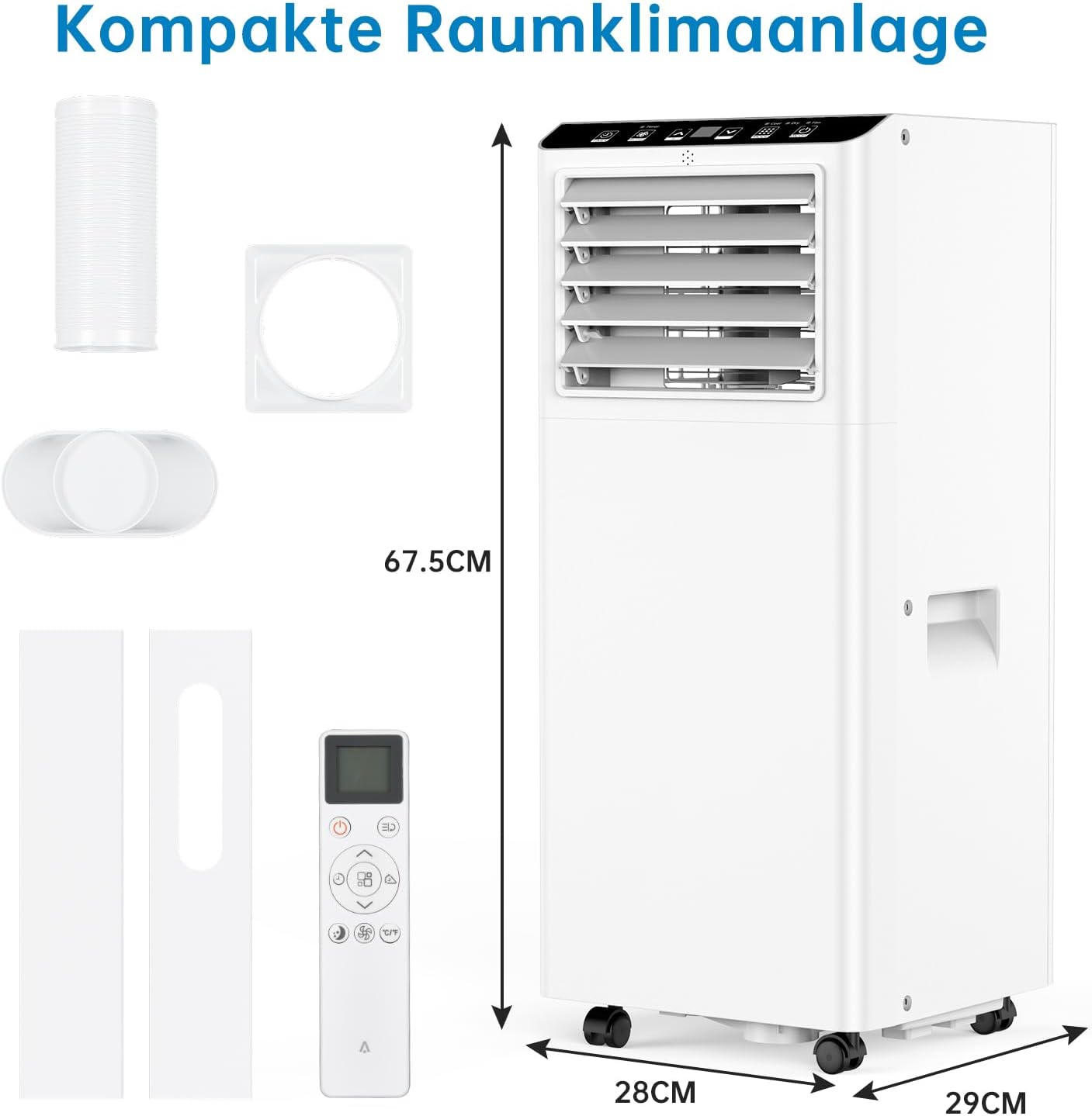Climatiseur Mobile 7000 BTU, Mobile Klimageräte Avec Tuyau d’évacuation, Climatiseur Mobile Silencieux