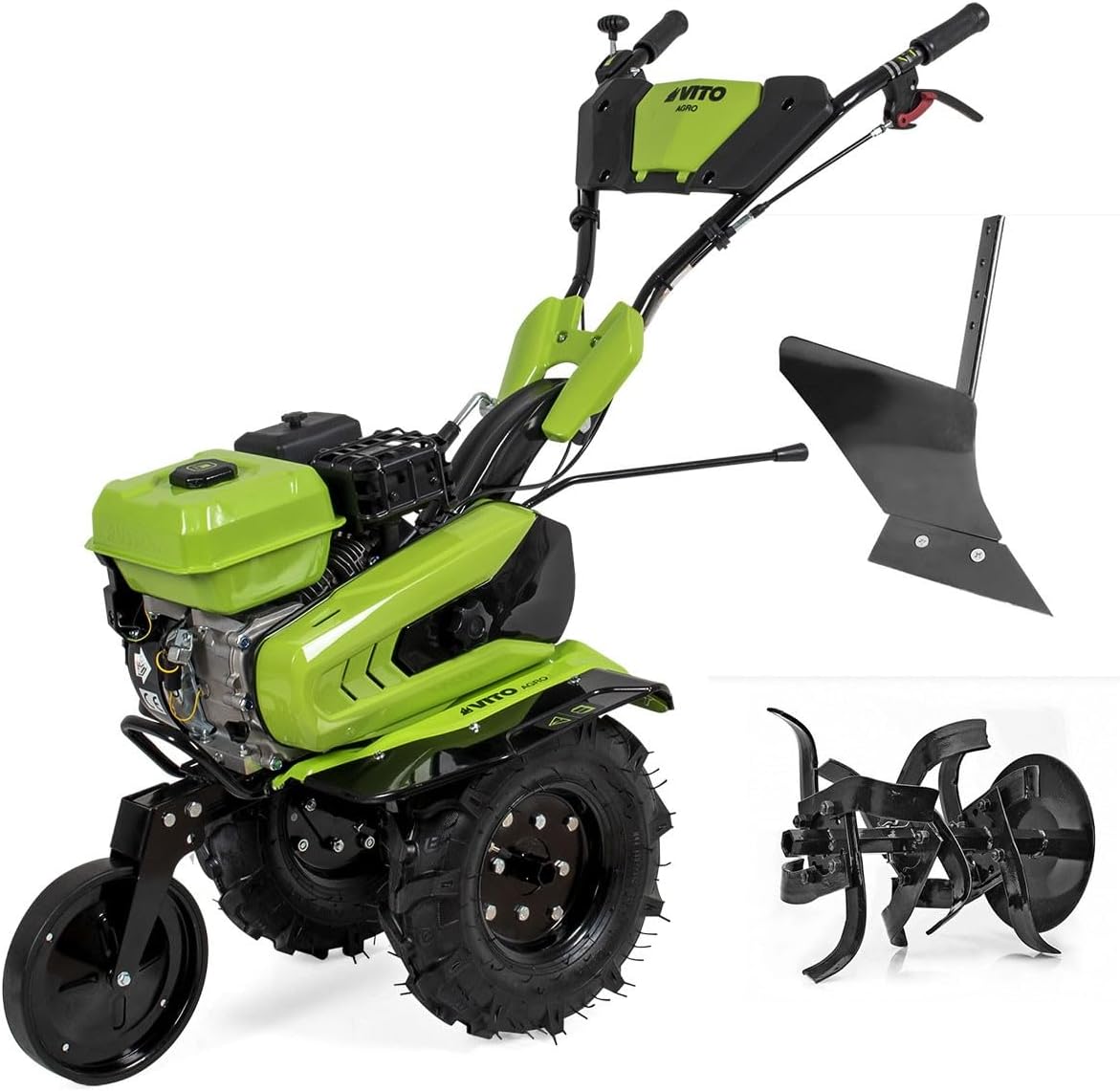 VITO - Motoculteur Thermique à Essence 4 Temps 212 cm3 7CV Transmission Courroie Largeur 70-85cm Buteur + Fraises Idéal Jardin & Maraîchage