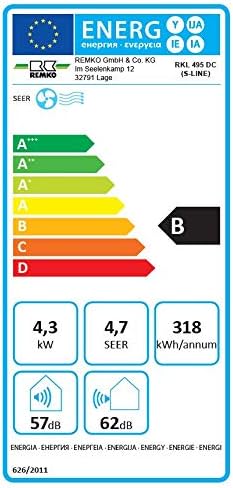 REMKO RKL 495 DC Climatiseur intérieur local argent (version split, climatiseur pour environ 120 m³, capacité de refroidissement 4,3 KW, télécommande incluse) 1616496
