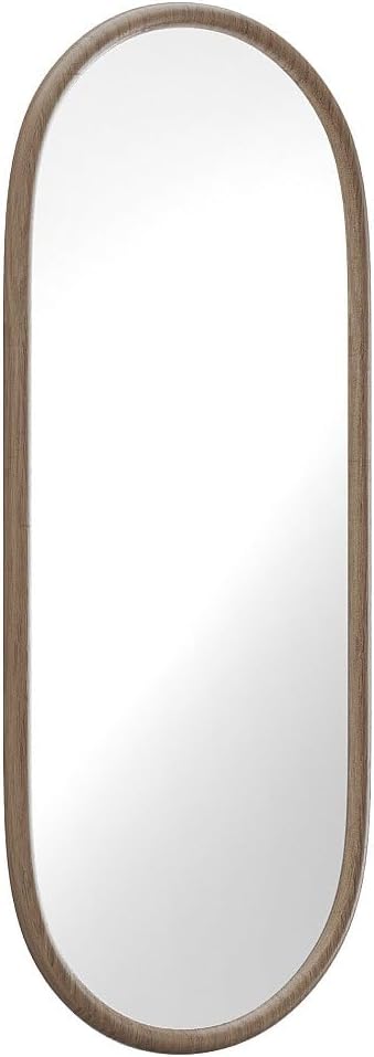 Vente-unique - Miroir Ovale en Bois d'hévéa - L. 50 x H. 120 cm - Naturel - SHAXI