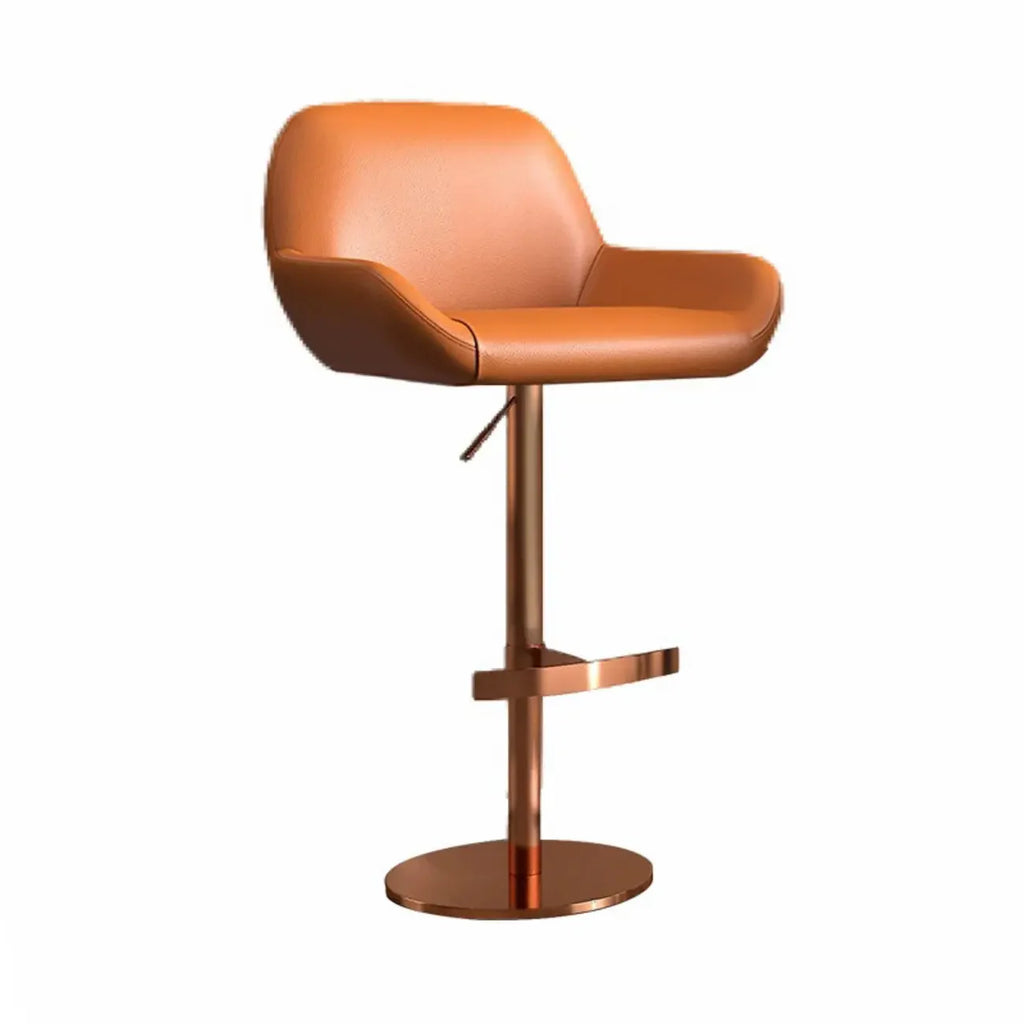 Minimalist Leather Swivel Bar Stools with Low Back for Kitchen