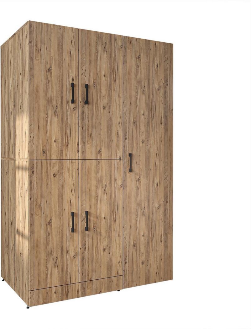 ROOMART Dora - Meuble pour machine à laver - Pour sèche-linge et machine à laver - En 4 couleurs - Avec portes et panneau coulissant - Blanc - Chêne blanc - Chêne anthracite - Chêne blanc (chêne blanc)