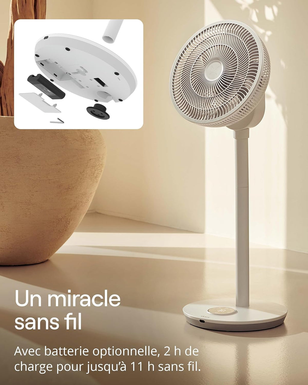 Duux Ventilateur intelligent Whisper Flex 2 – ultra silencieux 13 dB – mode nuit & minuterie – hauteur réglable (54–92 cm) – 2W éco – contrôle app & télécommande – Blanc