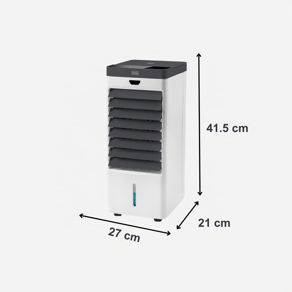 BLACK+DECKER - Rafraîchisseur d'air évaporatif 75 W | Réservoir 5 L | Oscillation | Écran digital | Télécommande | Minuterie 7,5 h | 3 vitesses et modes | 4 bacs à glace | Roulettes