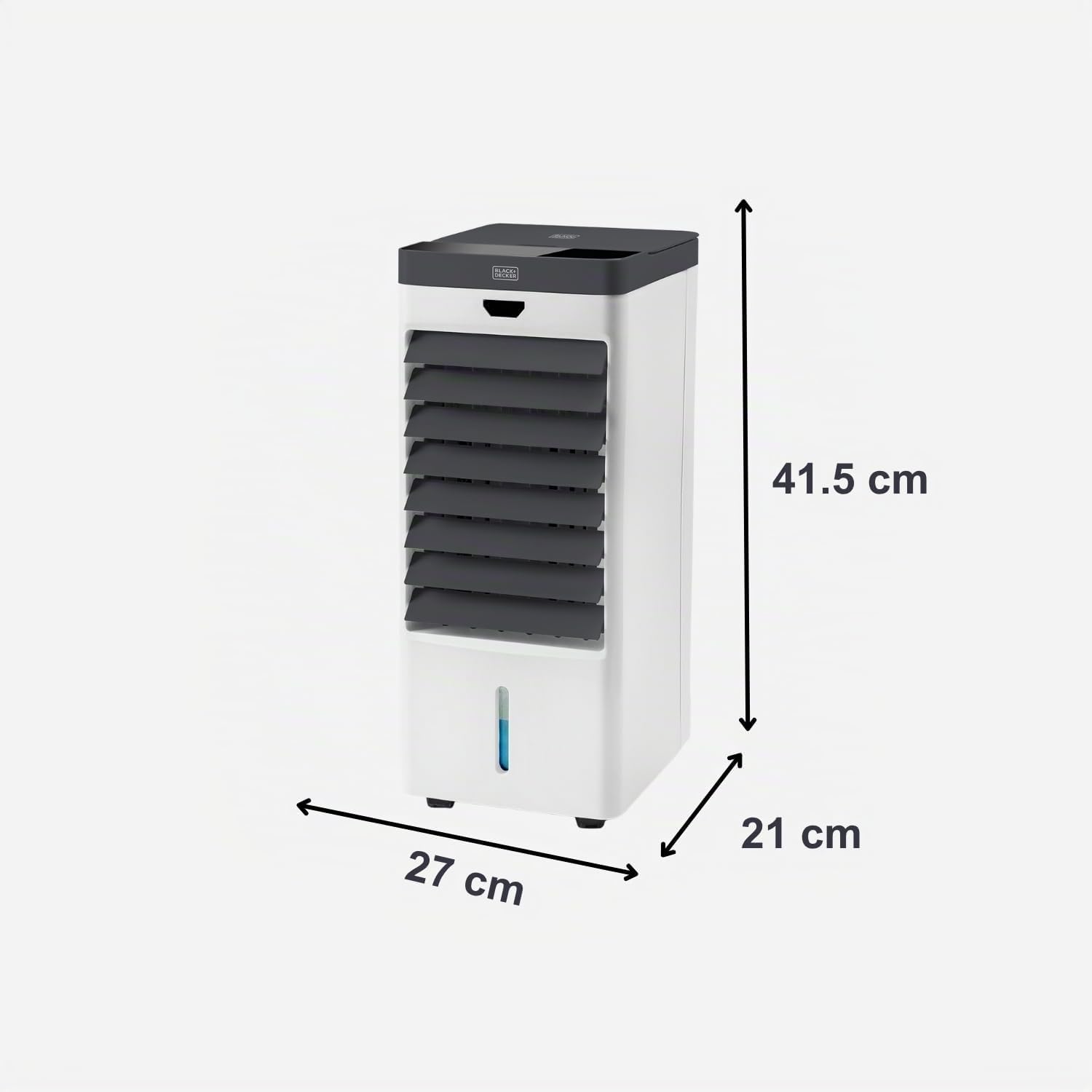 BLACK+DECKER - Rafraîchisseur d'air évaporatif 75 W | Réservoir 5 L | Oscillation | Écran digital | Télécommande | Minuterie 7,5 h | 3 vitesses et modes | 4 bacs à glace | Roulettes