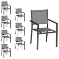 Lot de 8 chaises en aluminium anthracite - textilène gris -(SELLER_2006_77630)