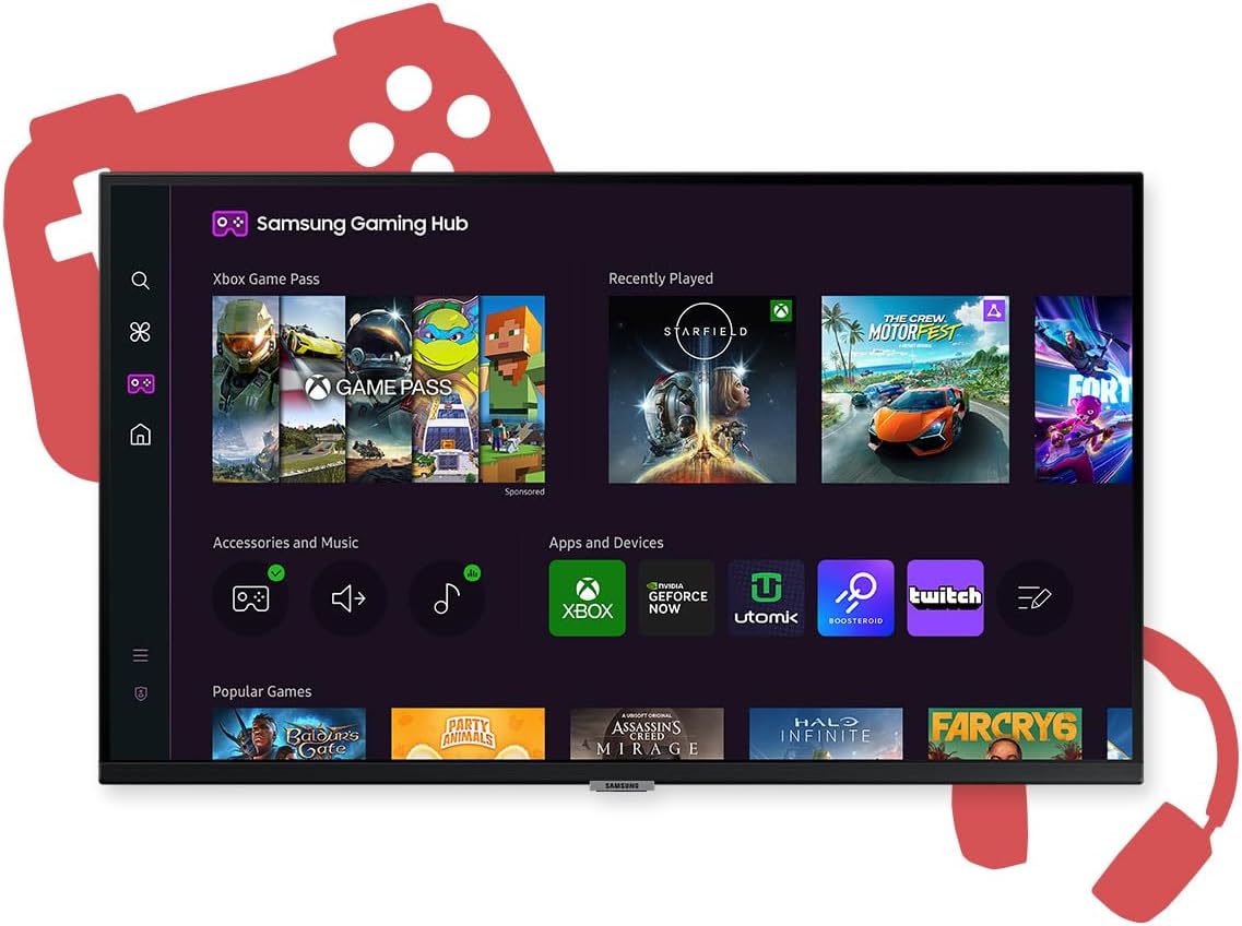 Smart Monitor M5 Noir - 27'' - Dalle VA, FHD (1920 x 1080), 60Hz, 4ms, Inclinable, 2 x HDMI (1.4), 2 x USB-A, Smart TV, Gaming Hub, LS27DM502EUXEN