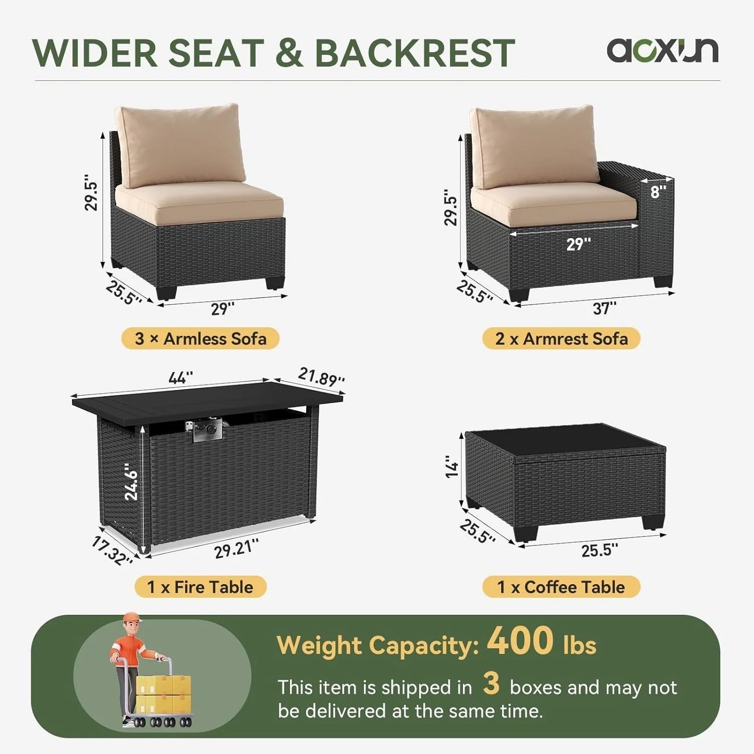 Outdoor Patio Furniture Sets with 4in Thicken Cushion